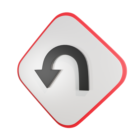 Left Hairpin Curve  3D Icon