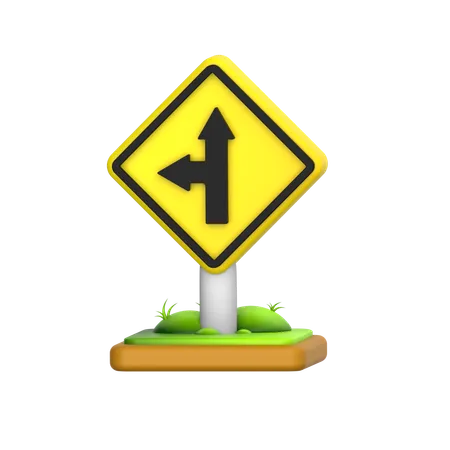 Left Intersection Sign  3D Icon