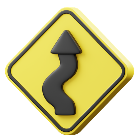 Left Many Bend Sign  3D Icon