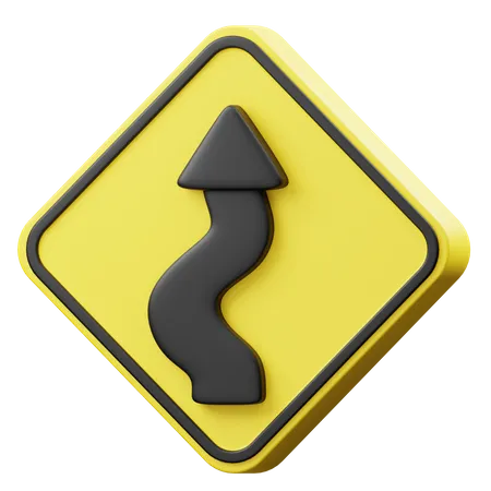 Left Many Bend Sign  3D Icon