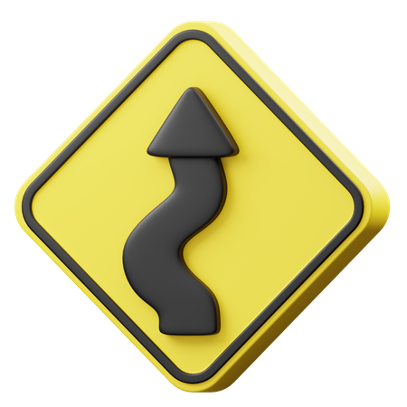 Left Many Bend Sign 3D Icon