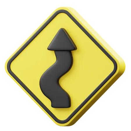 Left Many Bend Sign 3D Icon