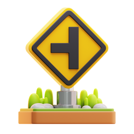 Left road intersection sign  3D Icon