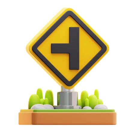 Left road intersection sign  3D Icon