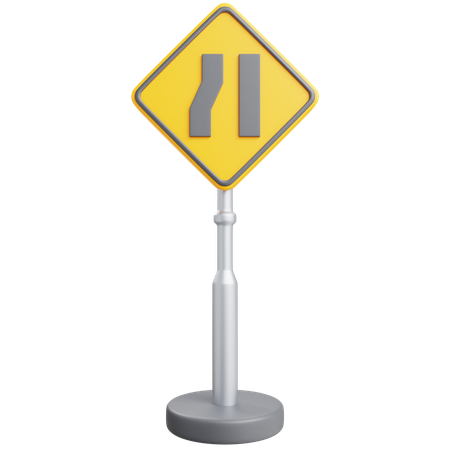 Left Road Narrows Sign  3D Icon