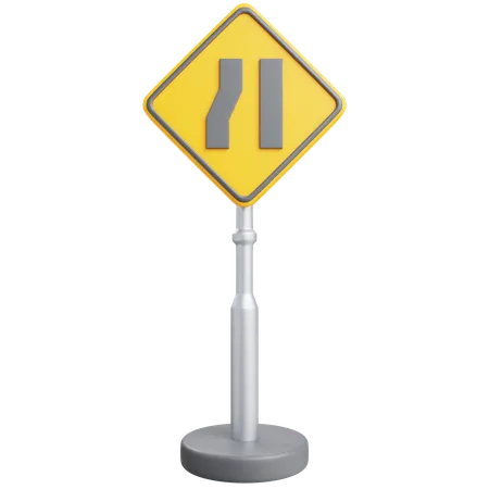 Left Road Narrows Sign  3D Icon