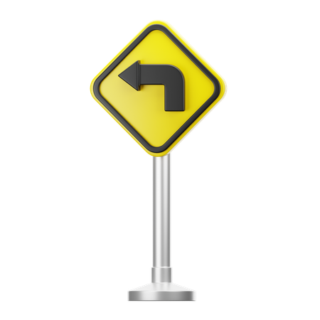 Left turn ahead  3D Icon
