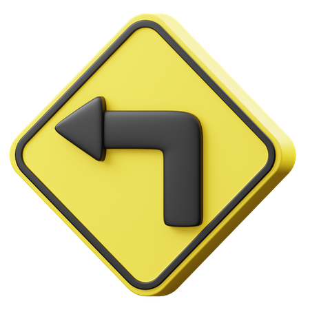 Left Turn Ahead  3D Icon