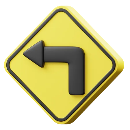 Left Turn Ahead  3D Icon