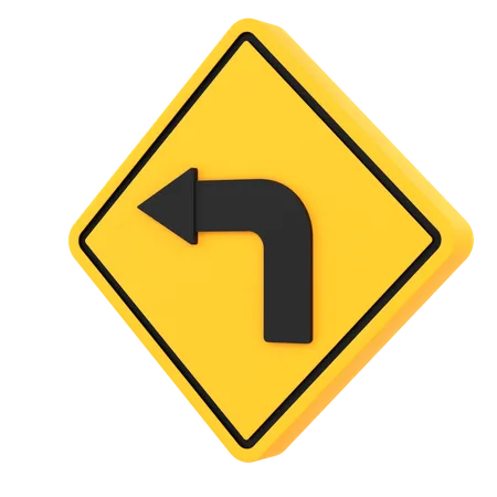 Left Turn Ahead 3 D Illustration 3D Icon