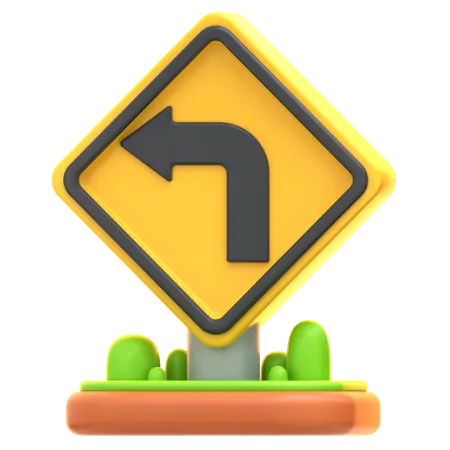 Left Turn Sign  3D Icon