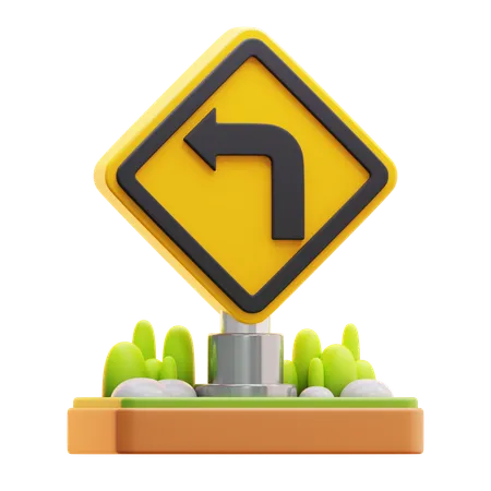 Left turn sign  3D Icon