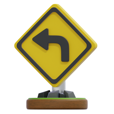 LEFT TURN SIGN  3D Icon