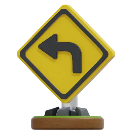 LEFT TURN SIGN  3D Icon