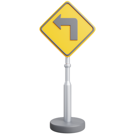 Left Turn Sign  3D Icon