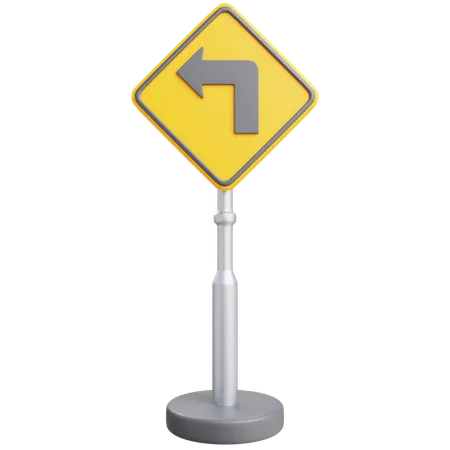 Left Turn Sign  3D Icon