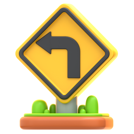 Left Turn Sign  3D Icon