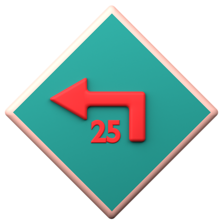 Left Turn With Advisory Speed  3D Icon