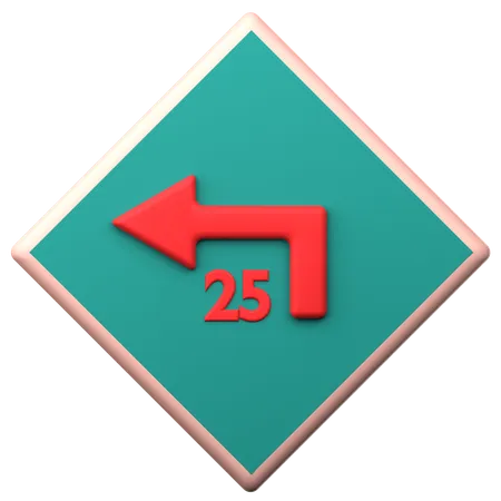 Left Turn With Advisory Speed  3D Icon