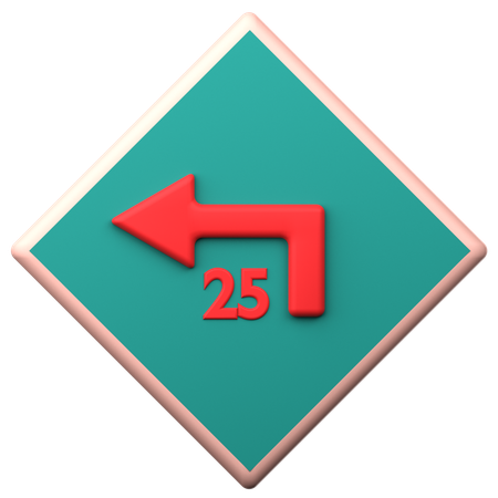 Left Turn With Advisory Speed  3D Icon
