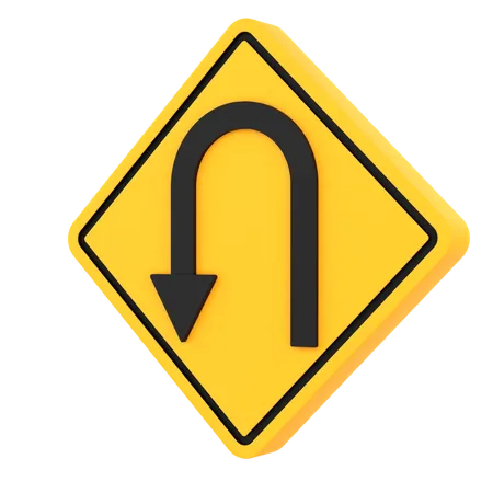Left U Turn Sign  3D Icon