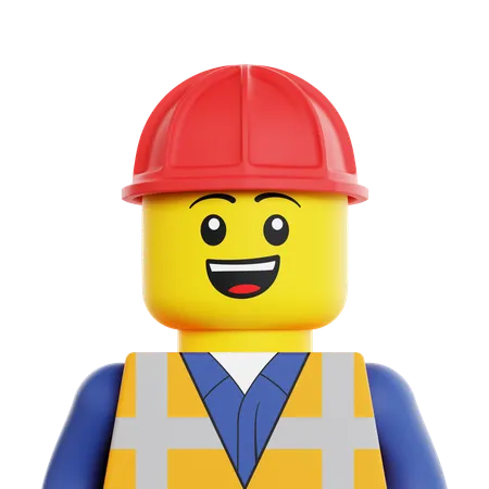 Lego Construction Worker  3D Icon