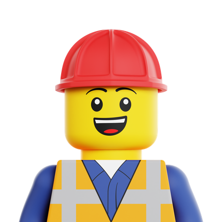 Trabalhador da construção civil de lego  3D Icon