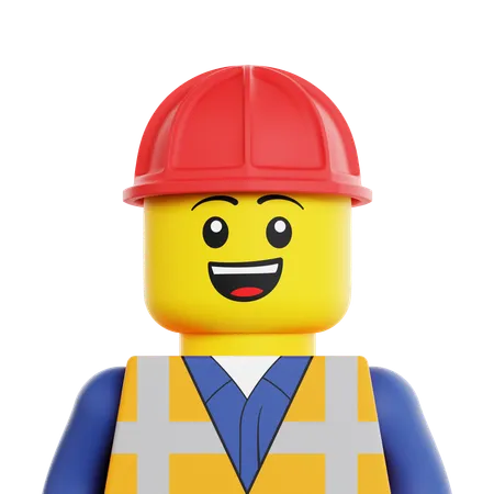 Trabalhador da construção civil de lego  3D Icon