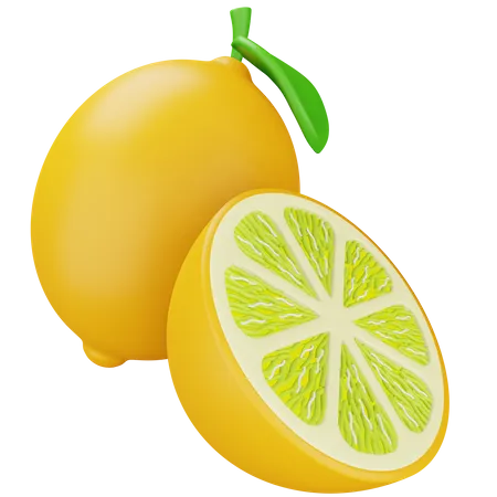 Lemon Yellow And Half  3D Icon