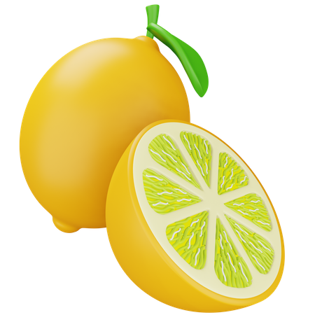 Lemon Yellow And Half  3D Icon