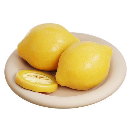 Lemons On Plate  3D Icon