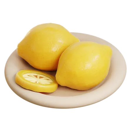 Lemons On Plate  3D Icon