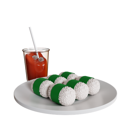 Lemper And Ice Tea  3D Icon