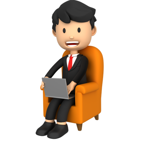 L'employé travaille à distance depuis son domicile  3D Icon