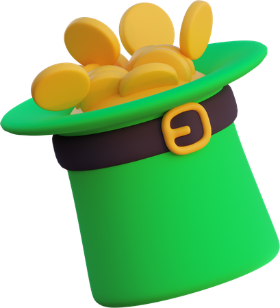 Leprechaun Hat With Gold  3D Icon