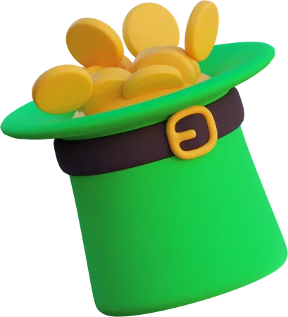 Leprechaun Hat With Gold  3D Icon