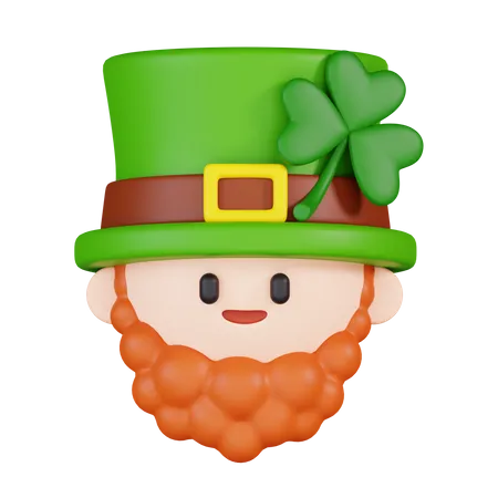 Leprechaun Head With Hat  3D Icon