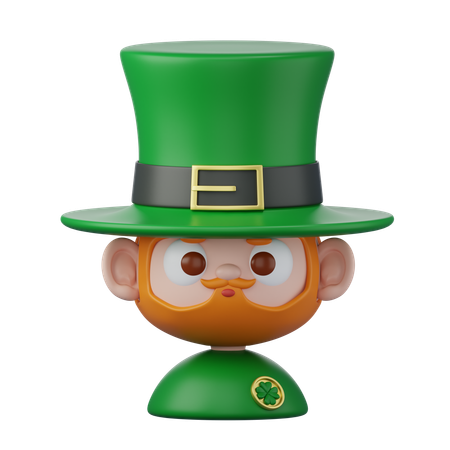 Leprechaun Head With Hat  3D Icon