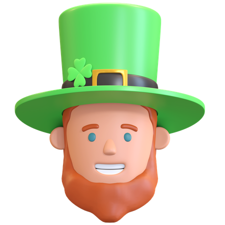 Leprechaun Head With Hat  3D Illustration