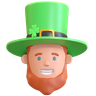 leprechaun head with hat 3d logo