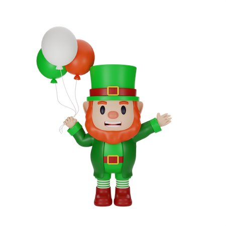 Leprechaun Holding balloons  3D Icon
