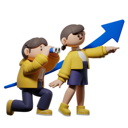 L'équipe pousse vers l'objectif  3D Icon