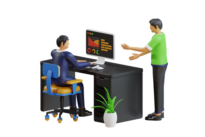Les gens parlent au bureau  3D Icon