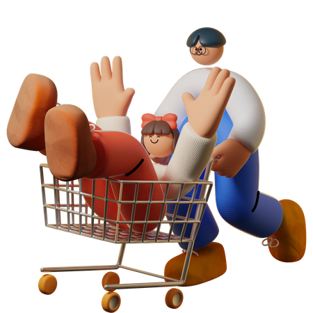 Les gens s'amusent en faisant du shopping  3D Illustration