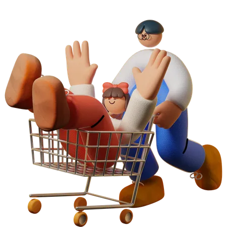 Les gens s'amusent en faisant du shopping  3D Illustration