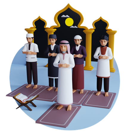 Les musulmans font la prière dans la mosquée  3D Illustration