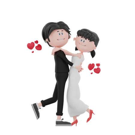 Les nouveaux mariés sont très heureux  3D Illustration