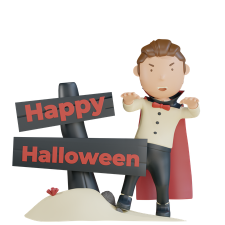 Les vampires font peur pour un joyeux Halloween  3D Illustration