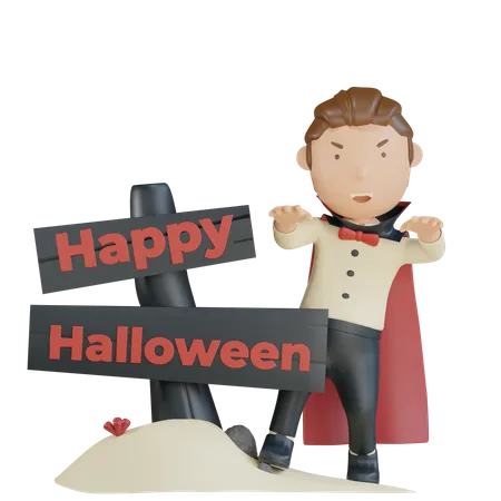 Les vampires font peur pour un joyeux Halloween  3D Illustration