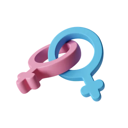 3 D Render Illustration Of Interlocking Pink And Blue Female Gender Symbols Representing Lesbian Pride And Inclusivity Ideal For Pride Month Celebrations And Diversity Visuals 3D Icon